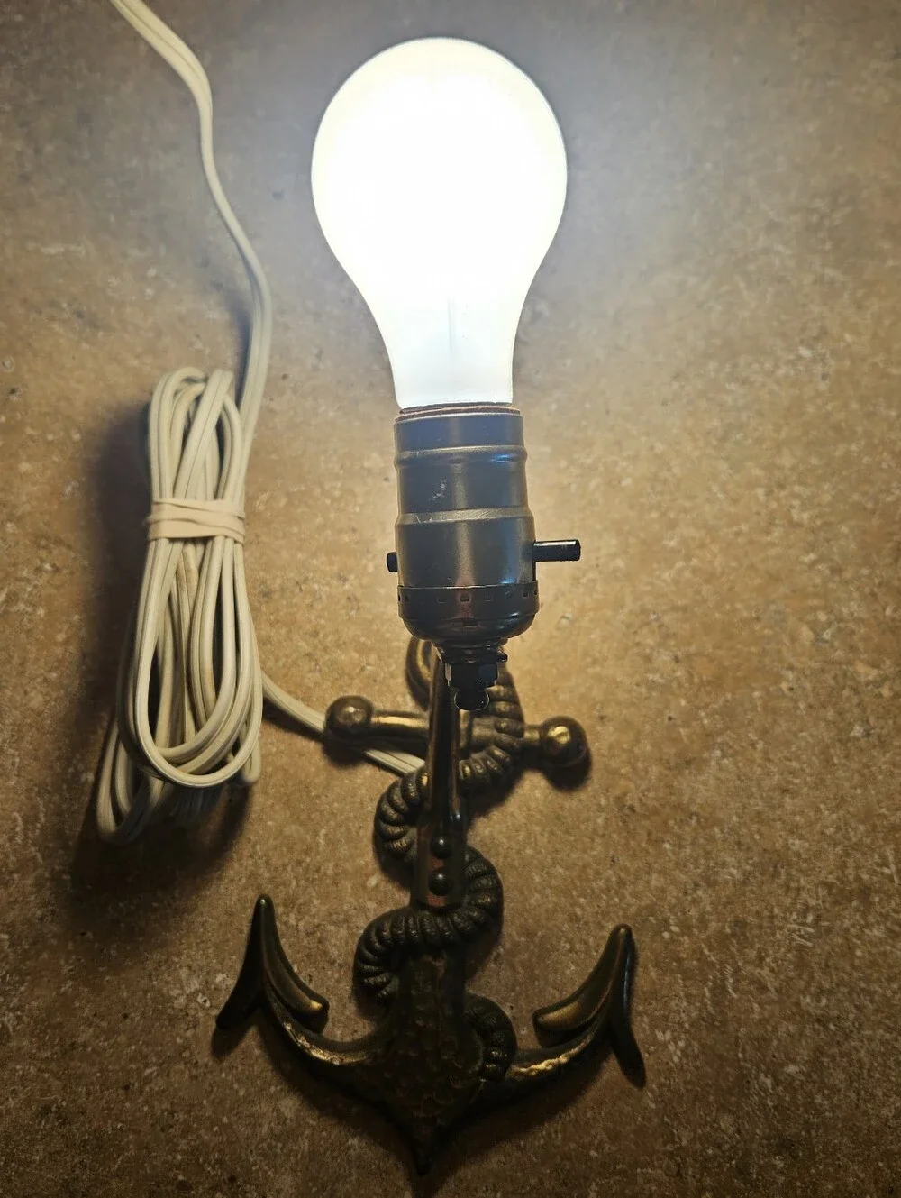 Vintage Anchor Wall Sconce Lamp in Brass Finish MCM Nautical